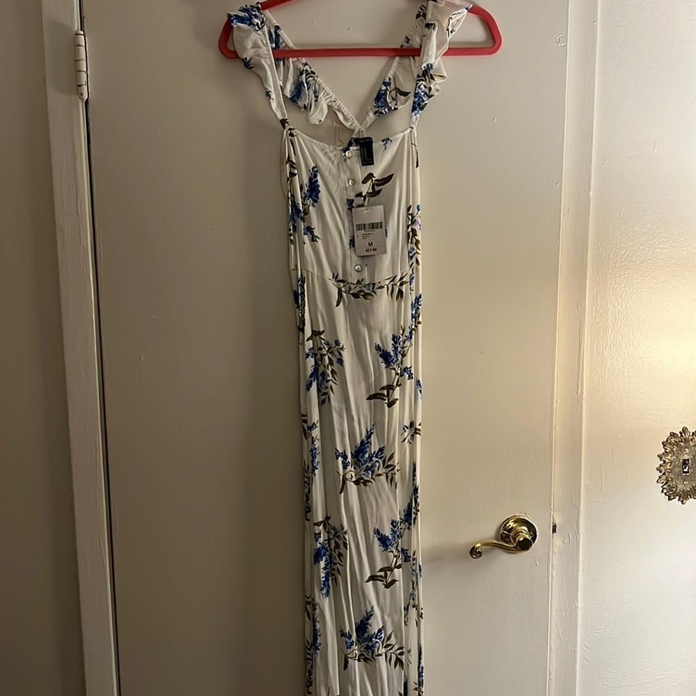 BRAND NEW! White & Blue Floral Maxi Dress